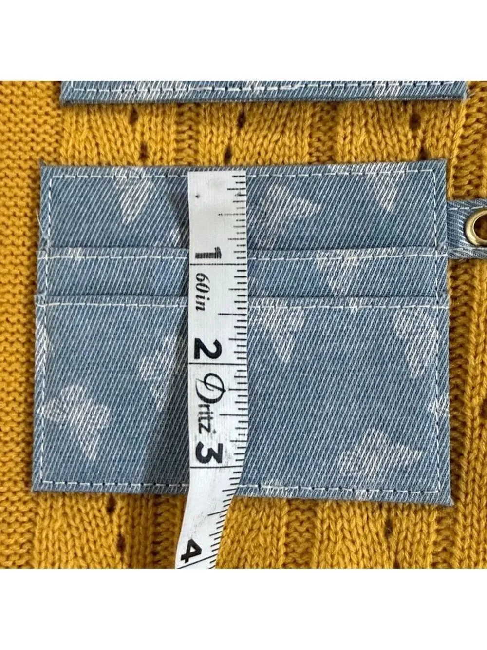 Blue Floral Denim Keychain Wallet set of two keychains Credit card holder